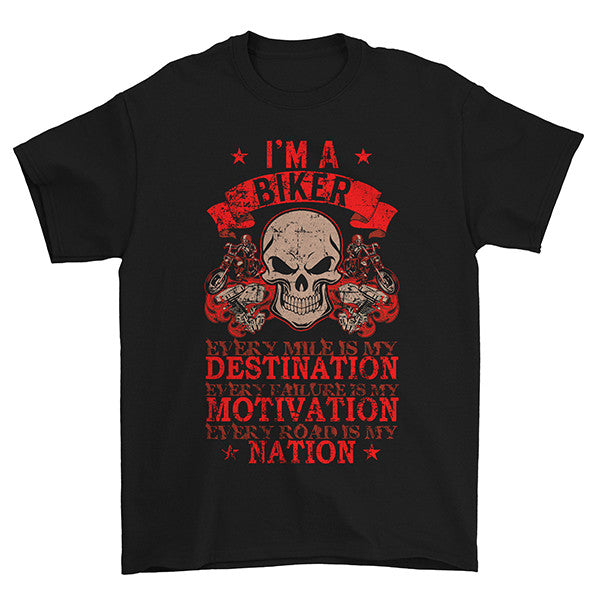 Every Mile Is My Destination T-Shirt – Classic Biker Gear