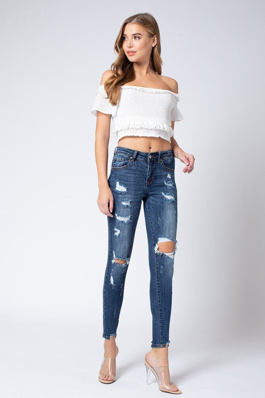 Risen Curvy Yoke Mid Rise Skinny Jeans