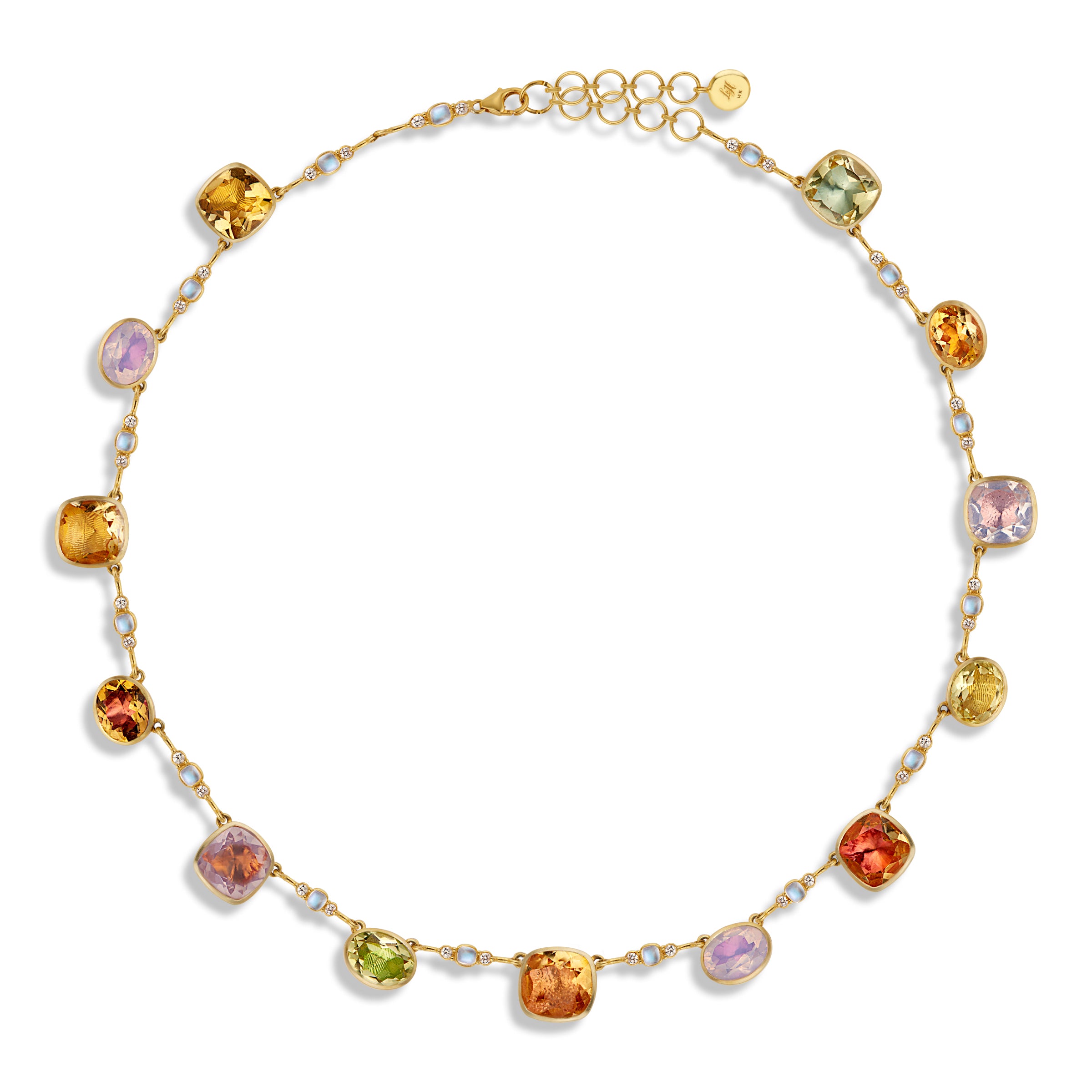 Multi-Color Gemstone Necklace in 14k Yellow Gold - Filigree Jewelers