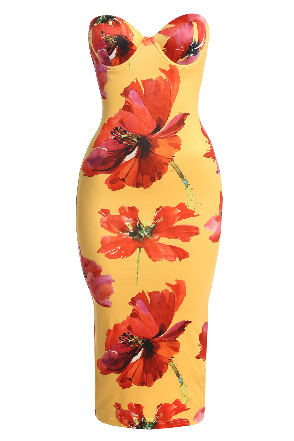 Yellow Floral Cora Midi Dress – JLUXLABEL