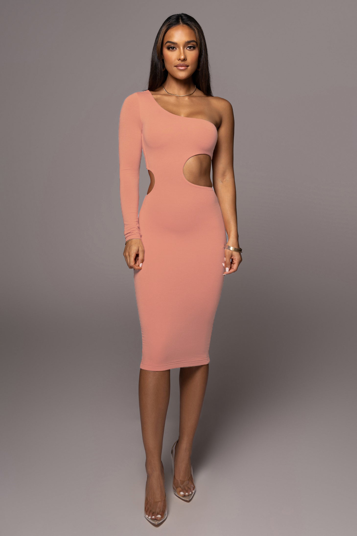 Peach Meara One Shoulder Dress – JLUXLABEL