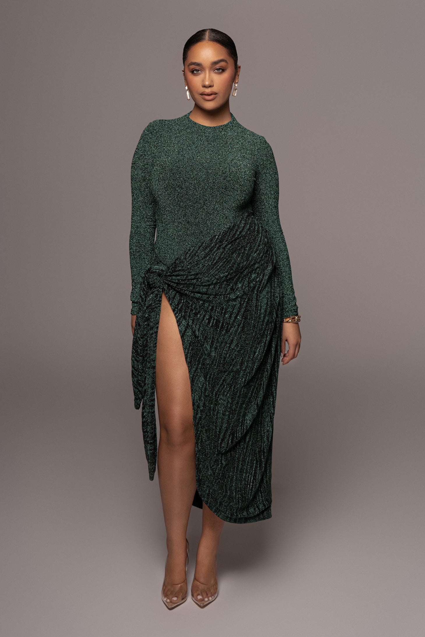 Green/Black Untamed Slit Dress – JLUXLABEL