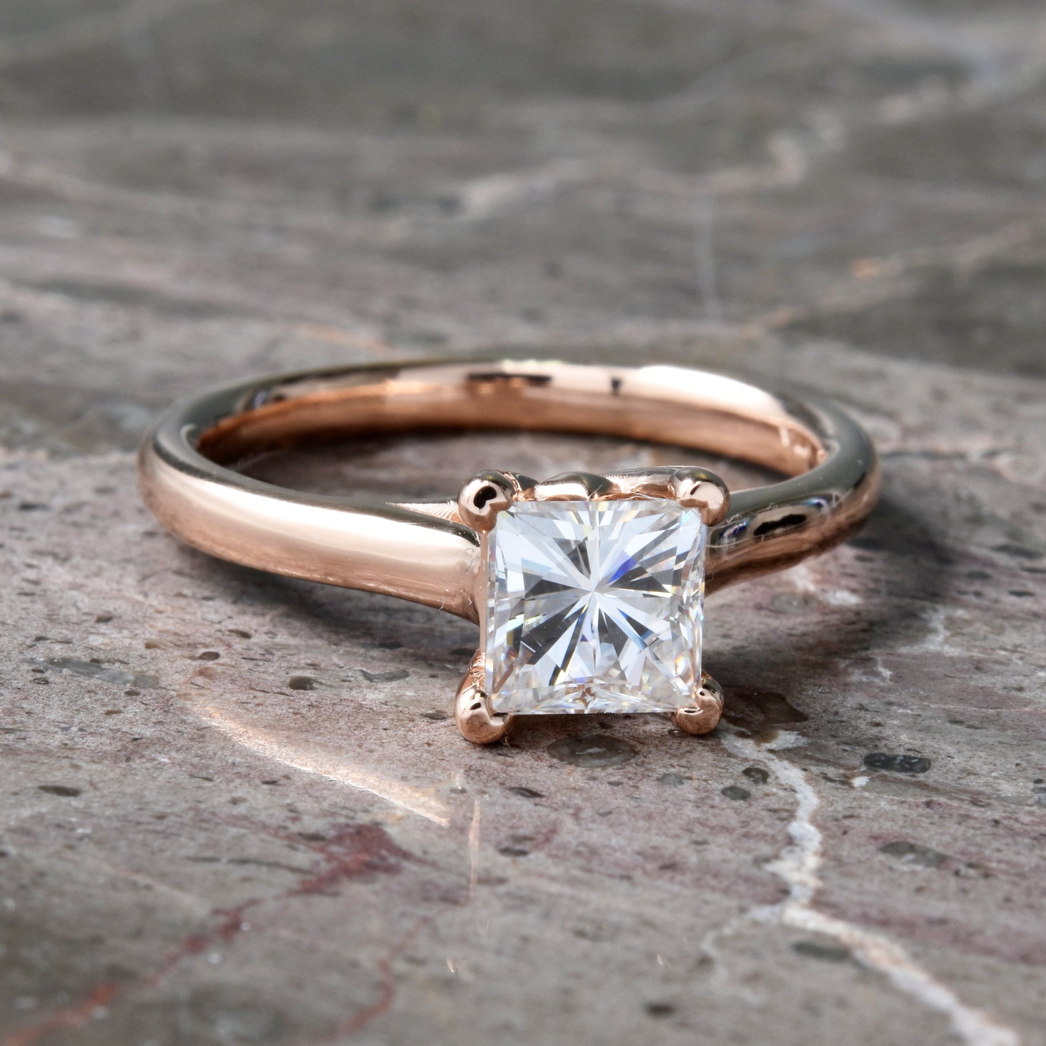 rose gold moissanite ring