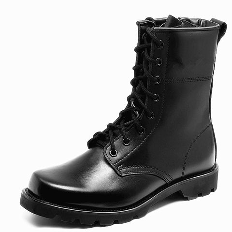 black tactical combat boots