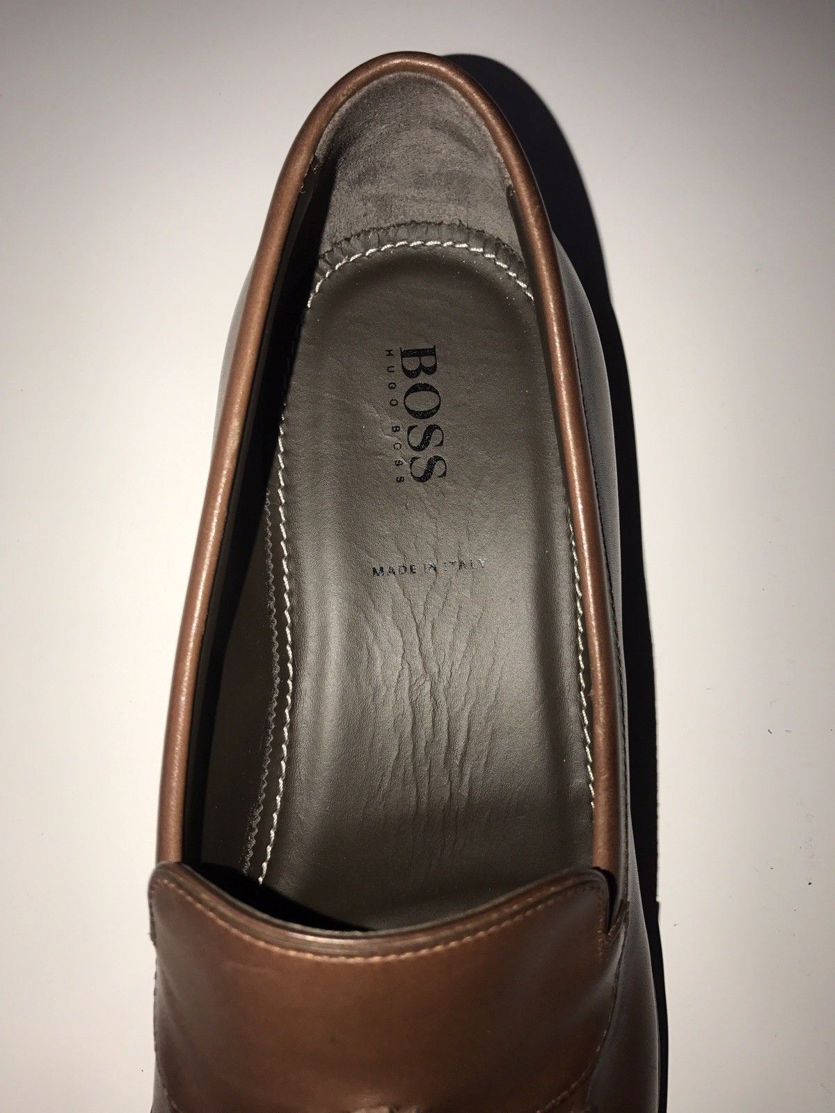 hugo boss loafers brown