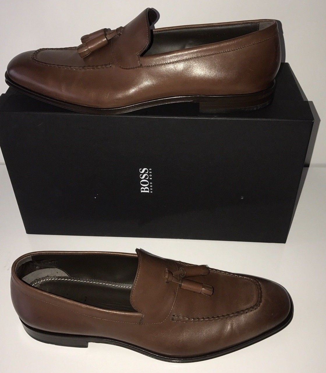 hugo boss brown loafers