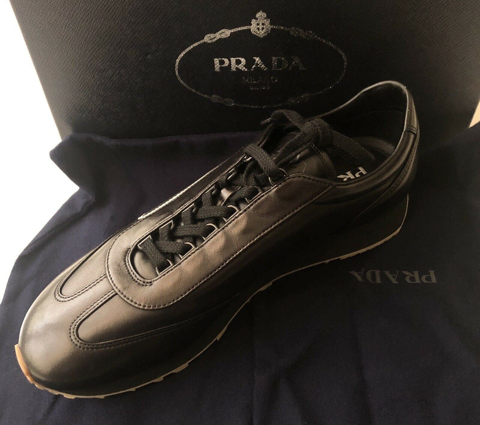 prada men's leather sneakers