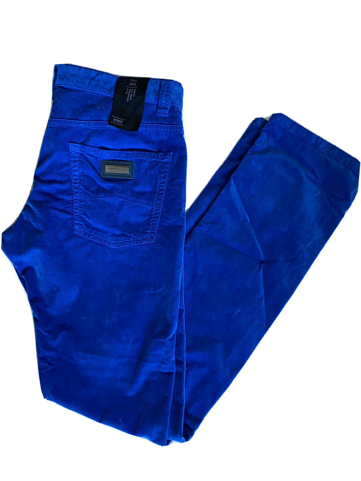 NWT $395 Armani Collezoni J06 Narrow Leg Slim Fit Blue Velvet Jeans SCPJ06 31 US