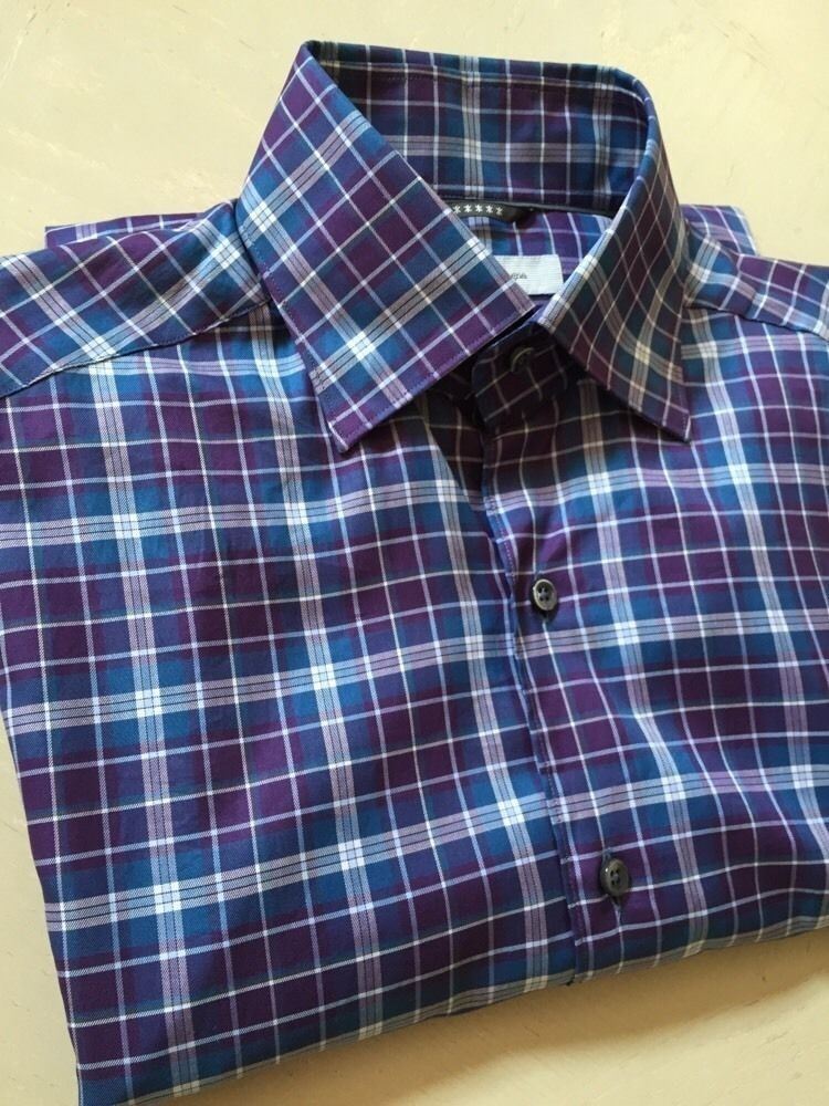 NWT $695 Ermenegildo Zegna Dress Shirt Multi-Color Small Made in Italy ...