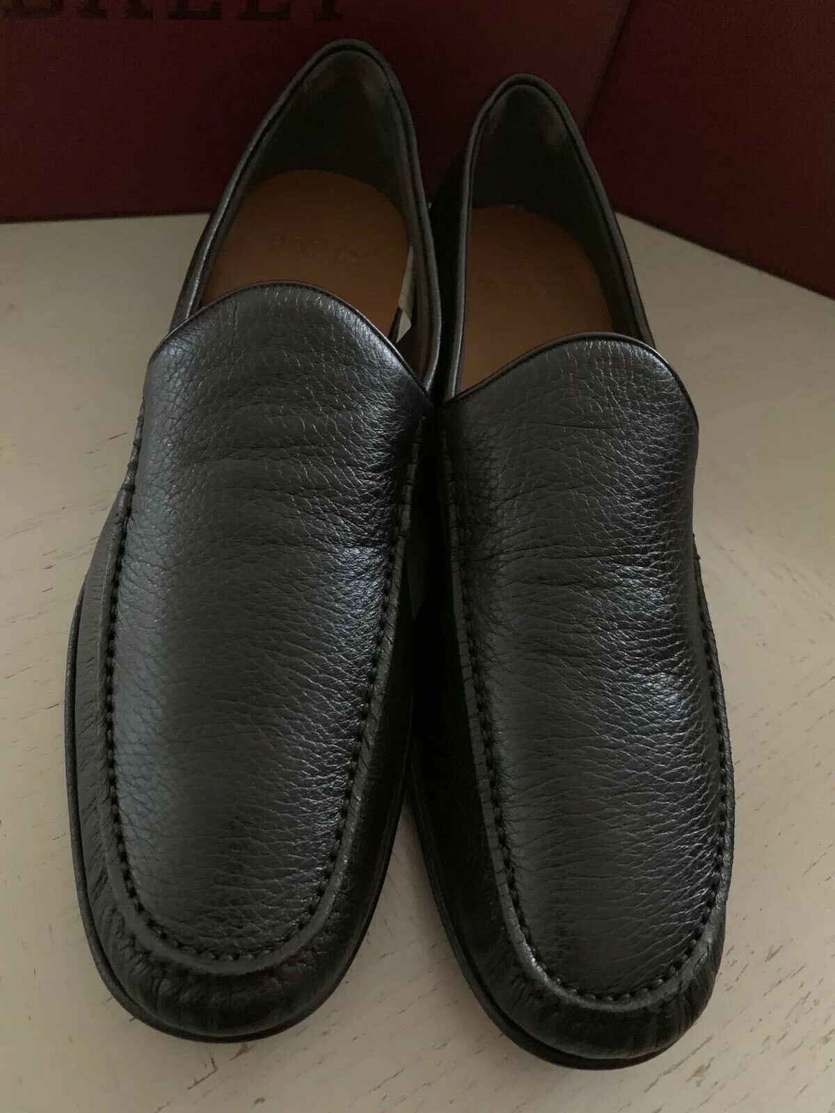 New $650 Bally Men Suelo Grained Leather Loafers Shoes Dark Brown 10.5 ...