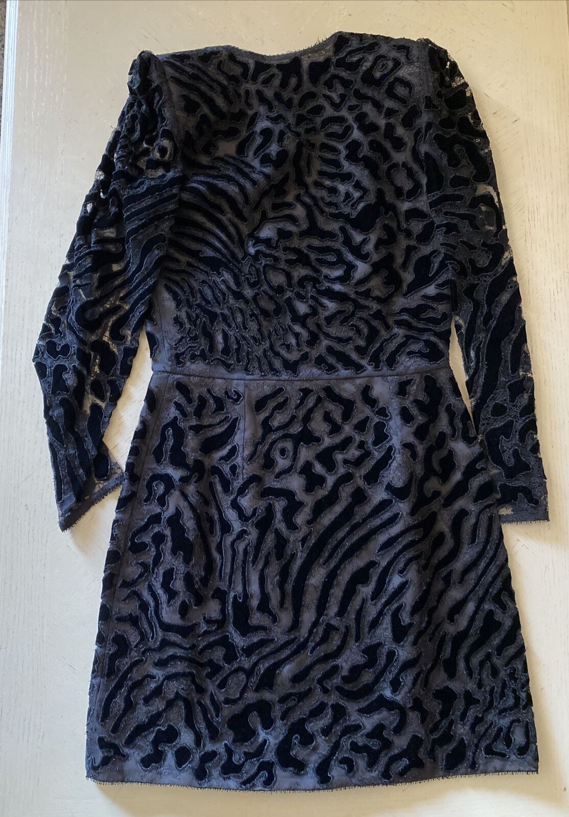 New $6180 Givenchy Long SLV Chantilly Lace Leop Dress Black 4 US/ 36 It