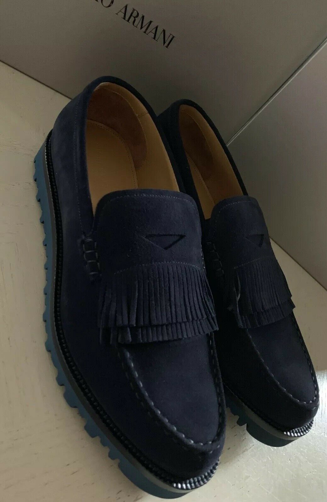 mens navy suede loafers uk