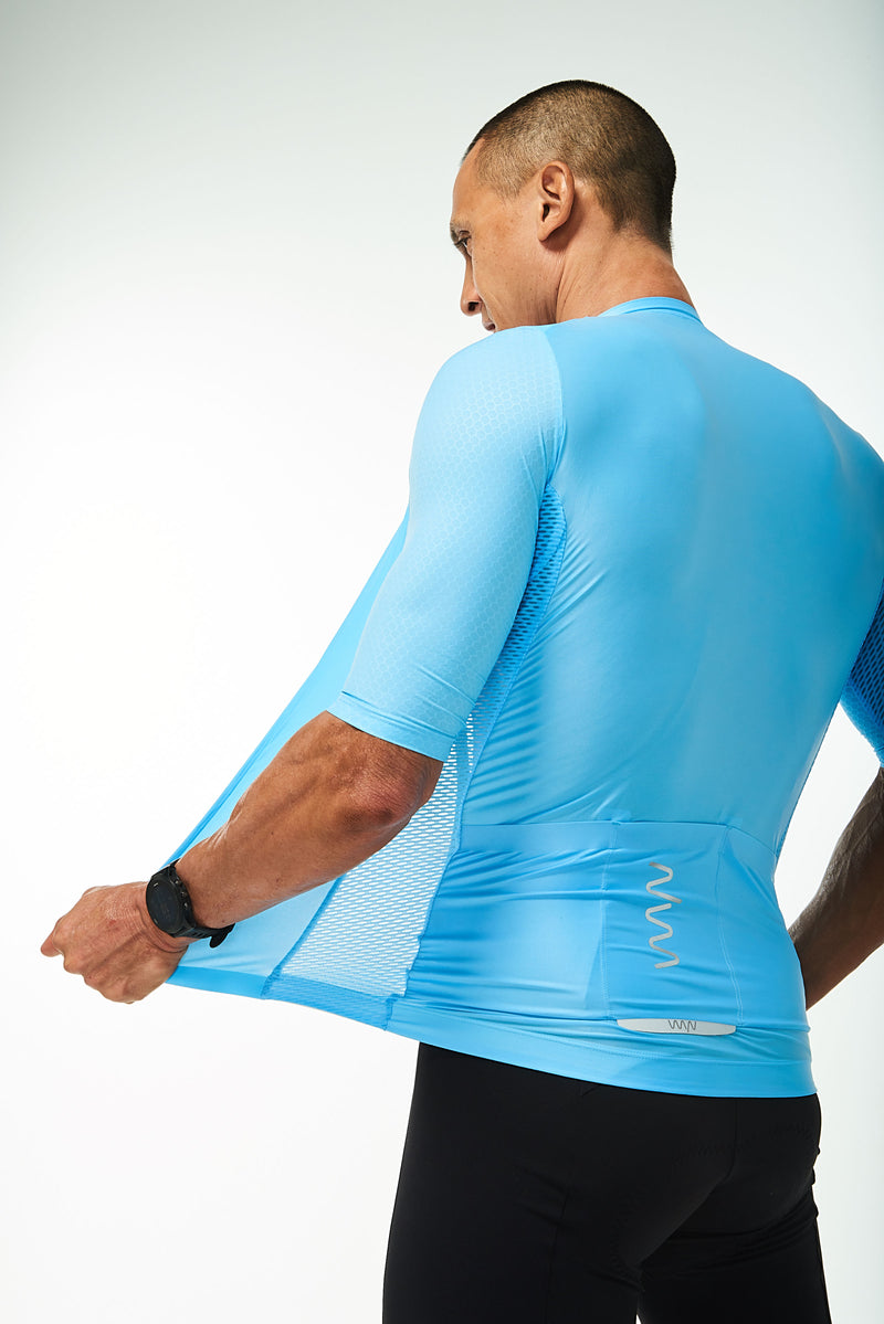 sky blue cycling jersey