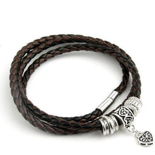Load image into Gallery viewer, Silver charm leather bracelet Brown Black / All compatible Trendystrike
