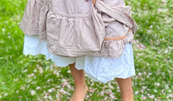 close up of bottom of petticoat and drawers