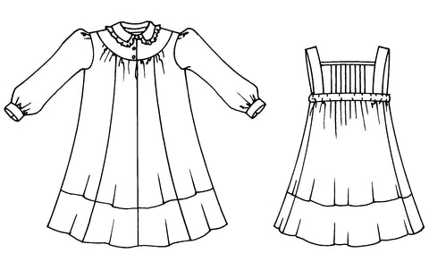 Front View Illustration of Folkwear 213 Child's Prairie Dress & Pinafore
