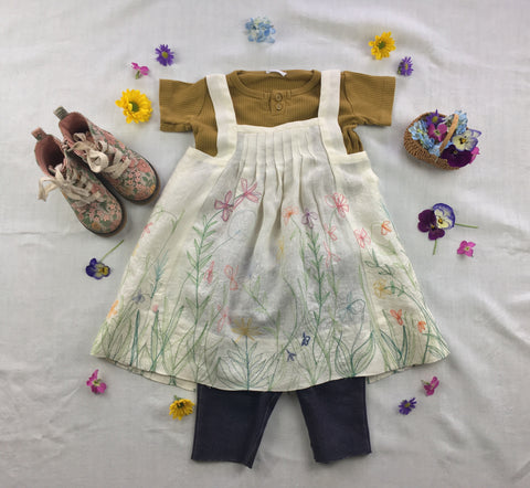 Photo of Folkwear 213 Child's Prairie Dress Pinafore styled with a tee and jeans