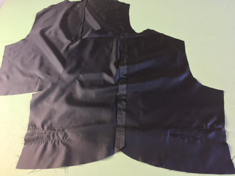 Photo of wrong side of vest back and back lining