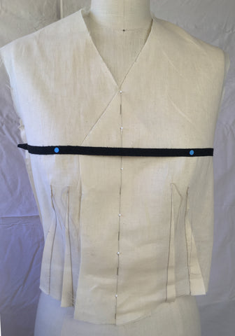 Photo of 222 Vintage Vest View C Muslin with bust point marked by blue dots