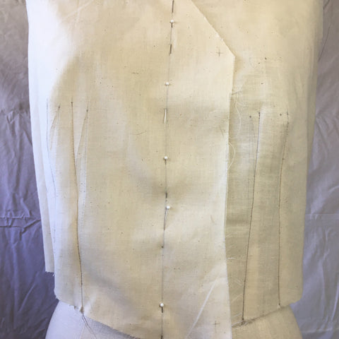 Another Up close photo of Folkwear 222 Vintage Vest bust adjustment