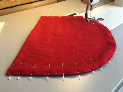 Photo of stitching one side of tea cozy lining