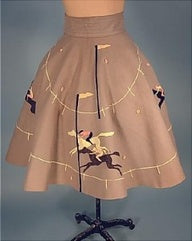 Photo of a Julie Lynn Charlot Horse Race skirt design.