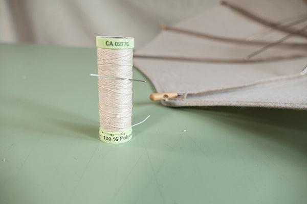 Photo of gutermann button twist used to sew on parasol tips