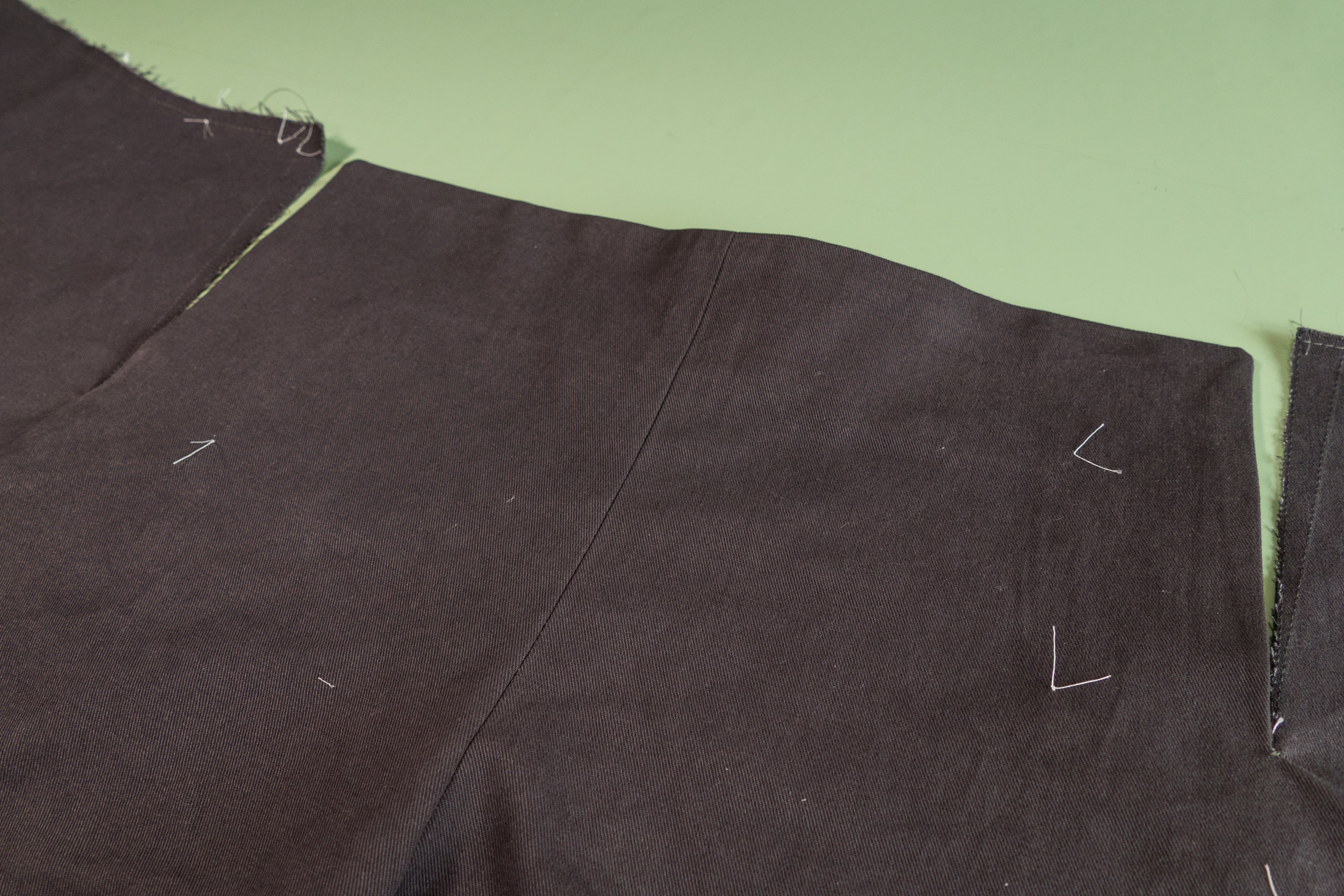 The front of the pant with the Front Buttonhole Facing installed.