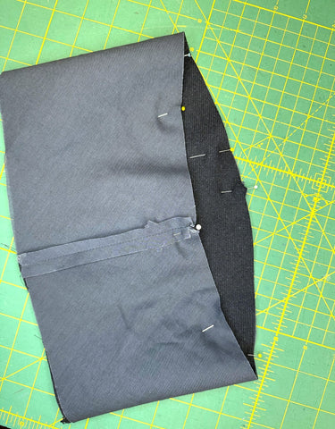 lining and main fabric matched together and pinned