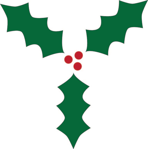 green holly leaves and red berries - motif