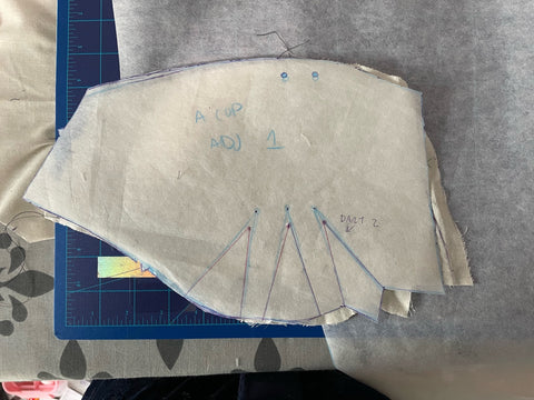 An altered sewing pattern piece