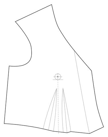 Illustration of 222 Vintage Vest View C Bust Adjustment marking center line of Bust Point