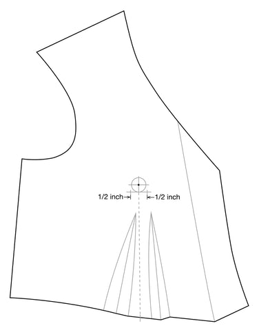 Illustration of 222 Vintage Vest View C Bust Adjustment marking new dart points
