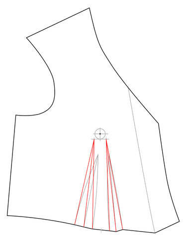 Illustration of 222 Vintage Vest View C Bust Adjustment New dart lines connected to dart point