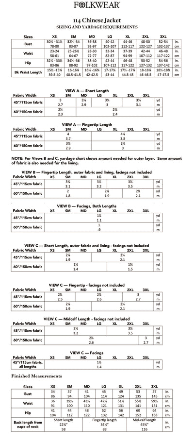114 Chinese Jacket - PDF pattern - Folkwear