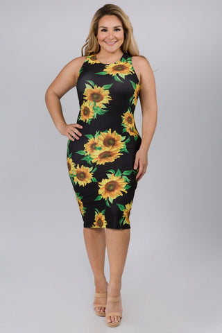 plus sunflower dress