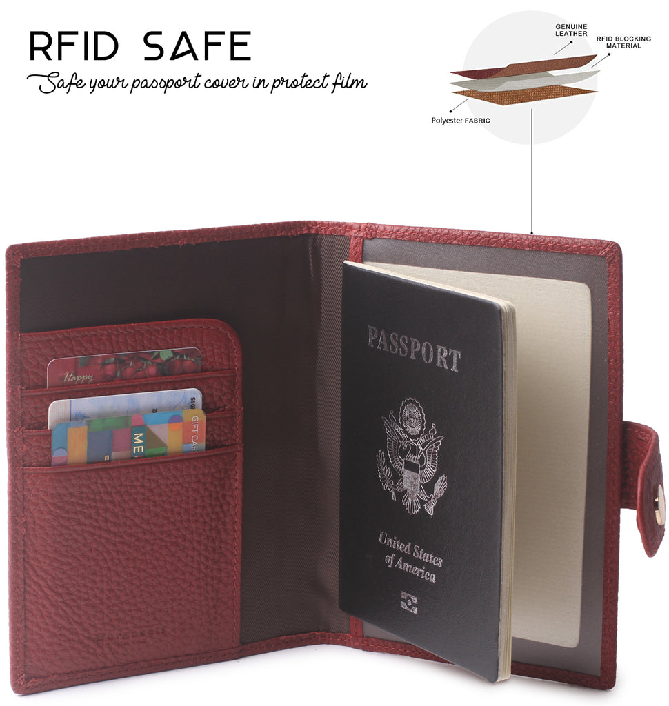 Leather Rfid Blocking Travel Passport Holder Cover Slim ID Card Case W ...