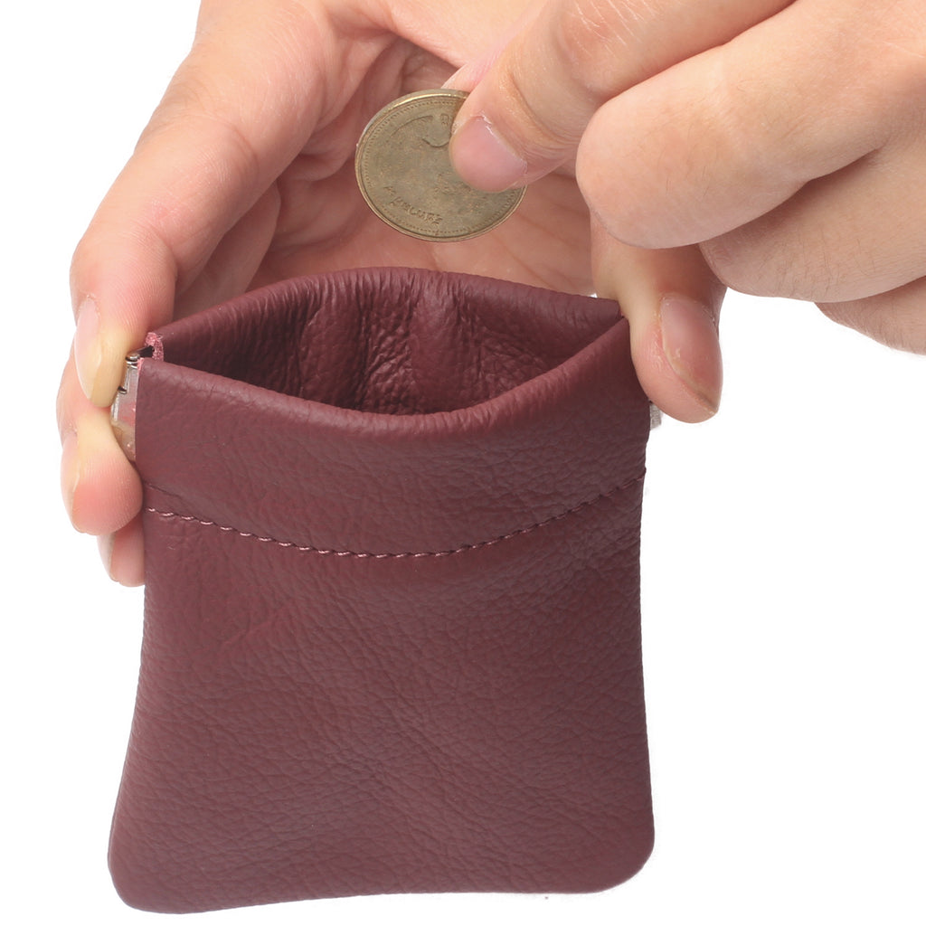 Amazon.com: Travelambo Leather Squeeze Coin Purse Pouch Change Holder For  Men & Women (01 Vintage Black) : Clothing, Shoes & Jewelry