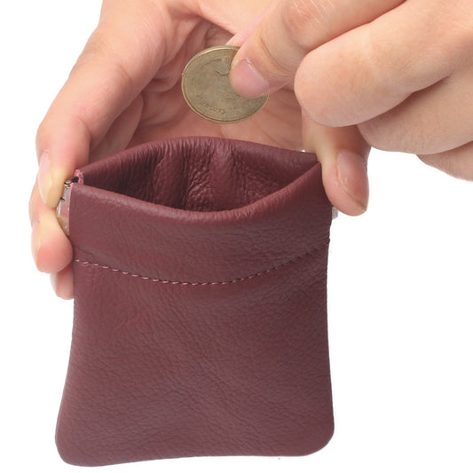 Leather Squeeze Coin Purse Pouch Change Holder For Men & Woman With Ke –  Borgasets