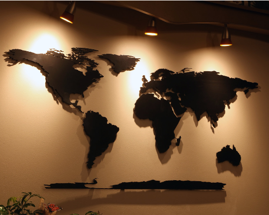 World Map Decorative Metal World Map Wall Art 58" Wide X