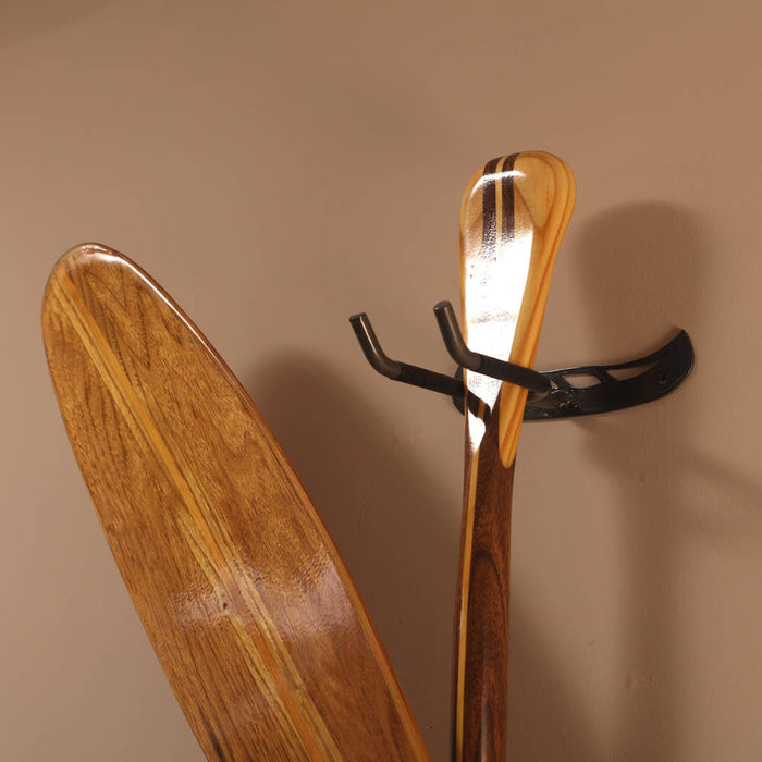 Paddle Holder With Canoe Metal Art: Wall Mounted Hooks To 
