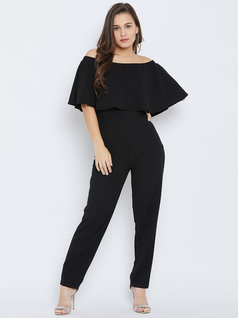 black off the shoulder jump suit