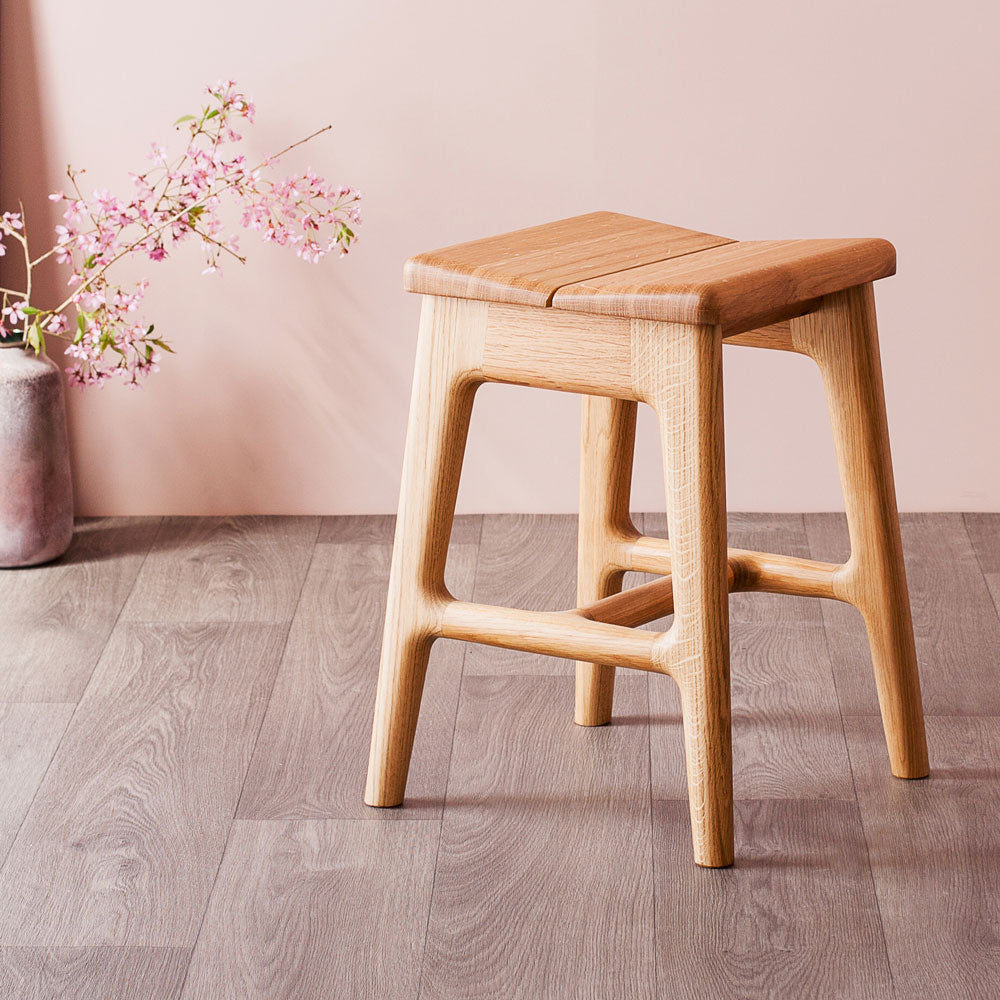 Handmade modern small oak stool - Nick James Design