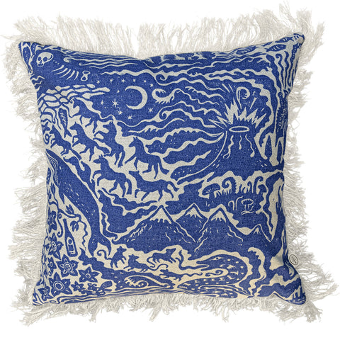 Blue and cream sustainable cushion