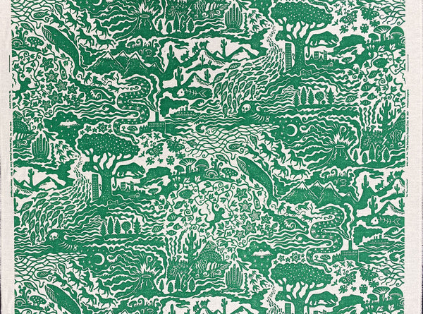 All Tomorrow's Futures Lino printed linen and cotton fabric