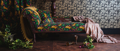 Maximalist gothic velvet and wallpaper by The Monkey Puzzle Tree