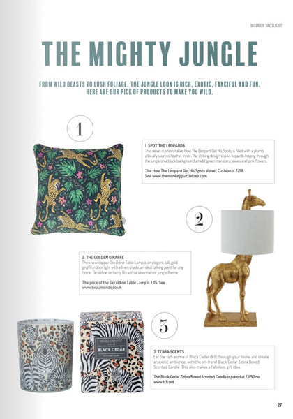 Life Magazine featuring How the Leopard got his Spots cushion by The Monkey Puzzle Tree