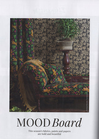 How the Leopard got his Spots velvet and Passion Flower wallpaper featured in Living North Magazine