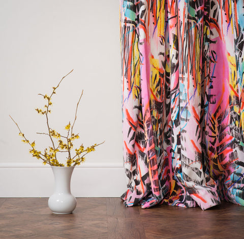 Colourful UK made velvet curtains by The Monkey Puzzle Tree