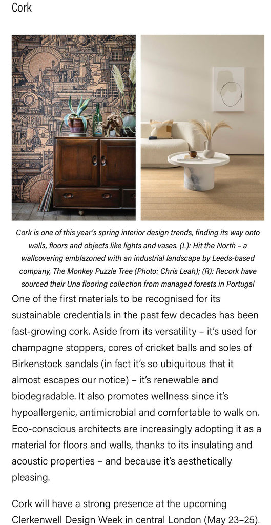 Real cork wallpaper spring 2023 interior trends